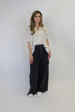 Load image into Gallery viewer, Easel Mineral Washed Terry Knit Pants in Black