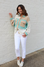 Load image into Gallery viewer, POL OVERSIZED Knit and Crochet Button Down Top in Aqua Teal