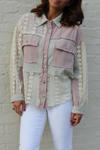 Load image into Gallery viewer, POL OVERSIZED Knit and Crochet Button Down Top in Grey Lilac