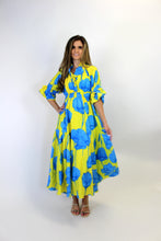 Load image into Gallery viewer, Umgee Vibrant Floral Print Maxi Dress in Blue/Lime