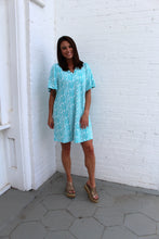 Load image into Gallery viewer, VOY Abstract Print Knit Dress in Blue