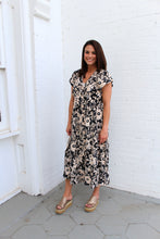 Load image into Gallery viewer, Umgee Floral Print V Neck Midi Dress in Black Mix