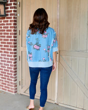 Load image into Gallery viewer, BiBi OVERSIZED Denim Floral Print Top in Denim