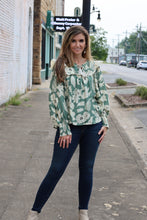 Load image into Gallery viewer, BiBi Mixed Floral Print Peasant Top in Olive
