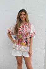 Load image into Gallery viewer, BiBi Mix n Match Print Peasant Top in Rose Mix