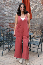 Load image into Gallery viewer, Jodifl Solid Color Flower Patch Jumpsuit in Rust