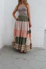 Load image into Gallery viewer, Easel Mixed Print Patchwork Maxi Skirt in Olive