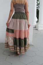 Load image into Gallery viewer, Easel Mixed Print Patchwork Maxi Skirt in Olive