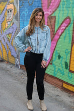 Load image into Gallery viewer, ee:some Snow Washed Gathered Panel Jacket in Denim