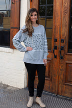 Load image into Gallery viewer, White Birch OVERSIZED Terry Knit Floral and Solid Sweatshirt in Heather Grey