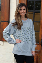 Load image into Gallery viewer, White Birch OVERSIZED Terry Knit Floral and Solid Sweatshirt in Heather Grey