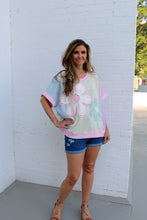 Load image into Gallery viewer, Sage+Fig OVERSIZED Color Block Waffle Knit Top with Daisy Patches in Cream