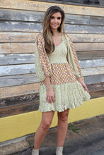 Load image into Gallery viewer, J.nna Mixed Print Mini Dress in Beige Gold