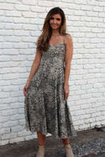 Load image into Gallery viewer, Klesis A-Line Bustier Corset Top Midi Dress in Leopard