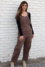 Load image into Gallery viewer, Sunday Edition Leopard Print Barrel Leg Overalls in Mocha-Brown Animal