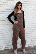 Load image into Gallery viewer, Sunday Edition Leopard Print Barrel Leg Overalls in Mocha-Brown Animal