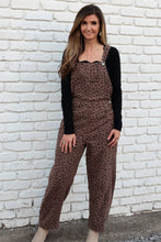 Load image into Gallery viewer, Sunday Edition Leopard Print Barrel Leg Overalls in Mocha-Brown Animal