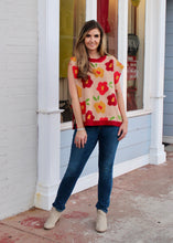 Load image into Gallery viewer, BiBi Floral Pattern Open Side Hem with Bow Ties Vest in Latte/Burgundy