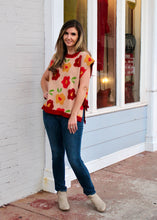 Load image into Gallery viewer, BiBi Floral Pattern Open Side Hem with Bow Ties Vest in Latte/Burgundy