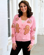 Load image into Gallery viewer, Grace+Emma Gingerbread Man Cardigan in Pink
