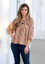 Load image into Gallery viewer, Umgee Baby Doll Mixed Print Top in Cream/Red