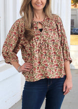 Load image into Gallery viewer, Umgee Baby Doll Mixed Print Top in Cream/Red