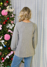 Load image into Gallery viewer, Doe & Rae Contrasting Ribbed and Striped Top in Grey/Charcoal