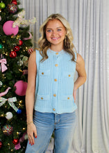 Load image into Gallery viewer, Doe & Rae Cable Knit Sweater Vest in Blue