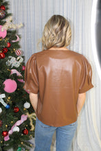 Load image into Gallery viewer, Jodifl Faux Leather Top in Caramel