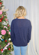 Load image into Gallery viewer, Sew in Love Knit Top with Contrasting Striped Panel Front in Navy