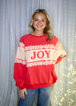 Load image into Gallery viewer, J.nna Mineral Washed Lace Trimmed Positive Lettering Front Sweatshirt in Crimson Red
