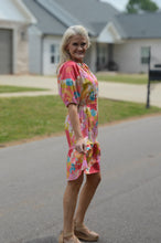 Load image into Gallery viewer, Easel Floral Print Poplin Dress in Red Coral Dresses Easel