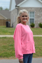 Load image into Gallery viewer, BucketList Solid Color Top with Contrast Stitch Details in Neon Pink Shirts & Tops Bucketlist