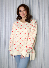 Load image into Gallery viewer, BiBi OVERSIZED Diamond Heart Print Waffle Knit Top in Cream