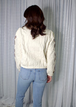 Load image into Gallery viewer, FATE Quilted Jacket with Floral Appliques in Cream