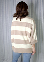 Load image into Gallery viewer, Wishlist Contrasting Color Striped Cardigan in Taupe/Cream