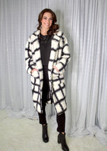 Load image into Gallery viewer, Davi & Dani Shearling Wide Plaid Jacket in Black/White