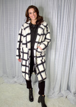 Load image into Gallery viewer, Davi & Dani Shearling Wide Plaid Jacket in Black/White