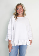 Load image into Gallery viewer, Easel Mineral Washed Terry Knit Ruffle Detailed Top in Lavender Cream