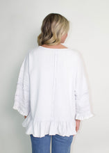 Load image into Gallery viewer, Easel Mineral Washed Terry Knit Ruffle Detailed Top in Lavender Cream