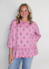 Load image into Gallery viewer, Easel Floral Print Terry Knit Top in Dusty Rose