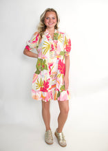 Load image into Gallery viewer, Easel Tropical Floral Dress in Vanilla Fuchsia