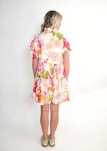Load image into Gallery viewer, Easel Tropical Floral Dress in Vanilla Fuchsia