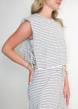 Load image into Gallery viewer, NoaBoa CROPPED Striped Open Side Top in Ivory/Black