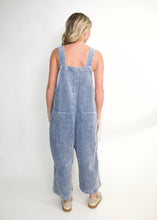 Load image into Gallery viewer, Easel OVERSIZED Corduroy Flower Patched Overalls in Denim