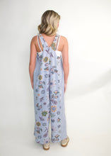 Load image into Gallery viewer, Easel Signature Floral Print Terry Knit Jumpsuit in Washed Denim
