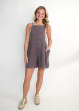 Load image into Gallery viewer, Easel Mineral Washed Short Gauze Romper in Ash