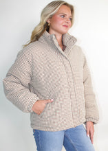 Load image into Gallery viewer, Le Lis Gingham Puffer Jacket in Brown-Cream Gingham