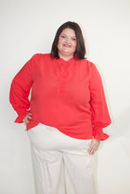 Load image into Gallery viewer, STITCH & Co. Ruffled and Smocked Detailed Top in Red