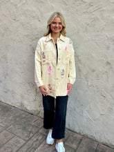 Load image into Gallery viewer, Peach Love Sequin Nutcracker Corduroy Shacket in Cream